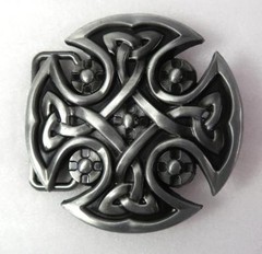 Belt Buckle Celtic Style / Cross Pewter Finish 1.5&Prime; Belt Size / Plate Type A2