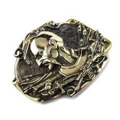 Belt buckle Cossack, Handmade Ukrainian warrior military solid brass buckle