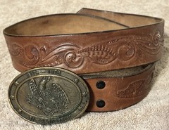 EAGLE BUCKLE PATRIOTIC BI-CENTENNIAL 1776-1976 200TH ANNIVERSARY ON LEATHER BELT
