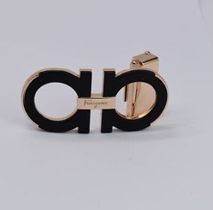 Ferragamo Men&rsquo;s Belt Buckle Black with gold for 34-35mm leather strap