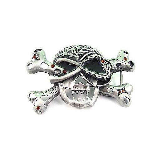 Skeleton Pirate Skull Cross Bones Tattoo Biker Rhinestone Halloween Belt Buckle