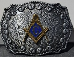 Masonic BELT BUCKLE Freemason Gold Tone Rodeo Western Cowboy HEBILLA VAQUERA
