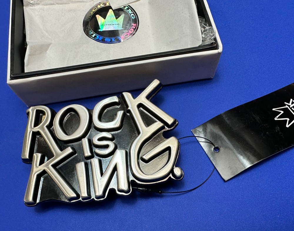 Rock Is King – Fashion Music Brand NOS Raised Letters Belt Buckle – In Box