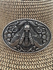 Vintage Western Moth Belt Buckle Metal Skull Insect Goth Punk Yallternative