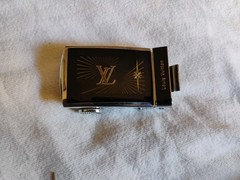 Rare vintage Men Louis Vuitton Rachet Belt Buckle black silver logo LV