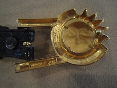 KIESELSTEIN CORD CELESTIAL SUN ART BRONZE BUCKLE W/BLACK ALLIGATOR BELT SIZE 2