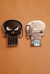 BUCKLE /BELT – PUNISHER – MARVEL – 3 1/2&Prime;X3&Prime; – STEEL/BLACK ENAMEL- 3D RAISED-NEW