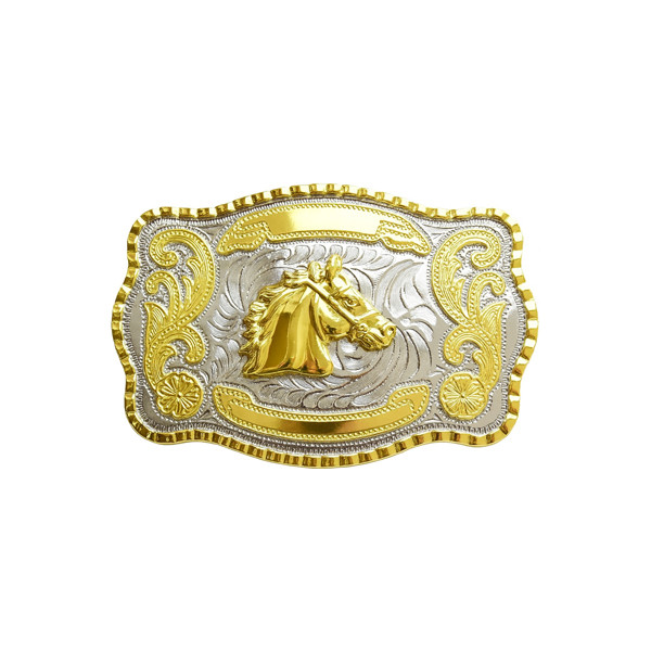 1 1/2&Prime; Big Gold Horse Head Western Belt Buckle – Style 2. 5 1/2&Prime; x 3 7/8&Prime;.