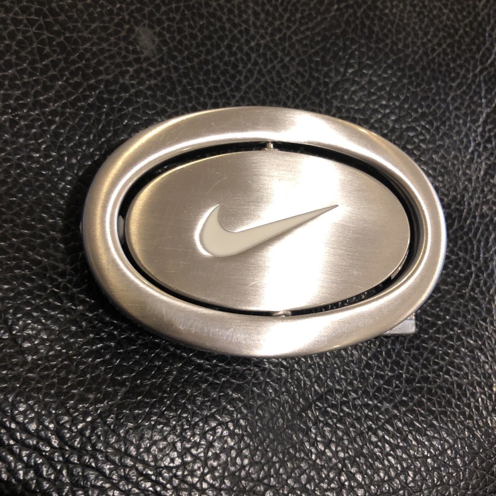 Nike Spellout Swoosh Silver White Pink Belt Buckle
