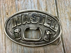 Wasted Beer Drinking Funny Novelty Bottle Opener Bar Tavern Belt Buckle
