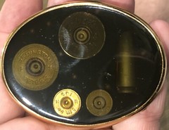 VINTAGE 1970S VON WEST~INLAID SHELL CASINGS~GUN BELT BUCKLE~FREE SHIPPING