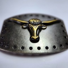 Vintage Longhorn Steer Belt Buckle Silver Gold Tone Western Cowboy Rodeo 4.25&Prime;