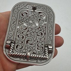 Shiny Metal Fashion Belt Buckle Business Card Holder & Agate Necklace.