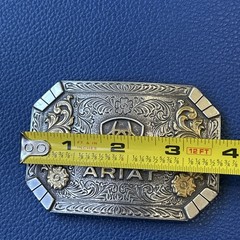 Ariat Logo Western Belt Buckle Floral Silver & Gold tone