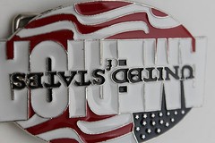 Men Women Belt Buckle Silver Metal USA Flag United States America Red White Blue