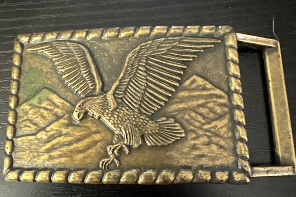 Vintage brass eagle belt buckle