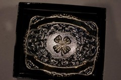 Crumrine Western Belt Buckle Trophy Buckle 4 H Clover 2 Ribbons 38402
