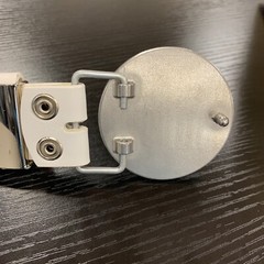 Yellow Silver Buckle White Leather Belt Peach Four Leaf Clover Removable Japan