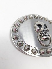 Silver Tone Oval Skull Belt Buckle With Spikes 1.5&Prime; Loop, 3.5&Prime; x 4&Prime; Goth, Biker