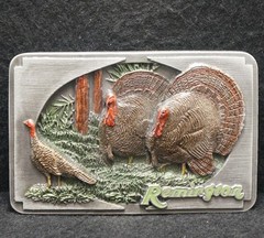 XF03149 GREAT VINTAGE 2002 *REMINGTON* GUN MANUFACTURER MENS PEWTER BELT BUCKLE