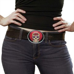 Mexican Sugar Skull Tattoo Art Men Women Handmade Belt Buckle