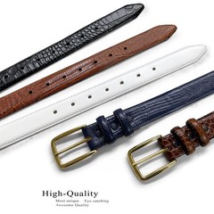 Andrew Men&rsquo;s Dress Belt Solid Brass Buckle (Gold) 34, Gold-alligator Tan