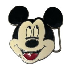Smiling Micky Mouse Head Belt Buckle Classic Disney Wide Eye Silver Tone Retro