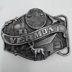 Vintage 1986 Siskiyou Vermont State Belt Buckle T-55 Freedom & Unity Made in USA
