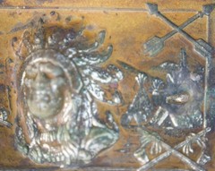 Antique 1940s Robbins Co Thoresen Native American Indian Chief Brass Belt Buckle