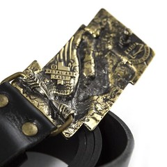 Sculptural handmade belt buckle « Free bird », Solid brass buckle Hawk buckle