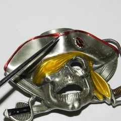Vintage Pirate Skull Crossbones Cross Swords Belt Buckle Halloween Costume