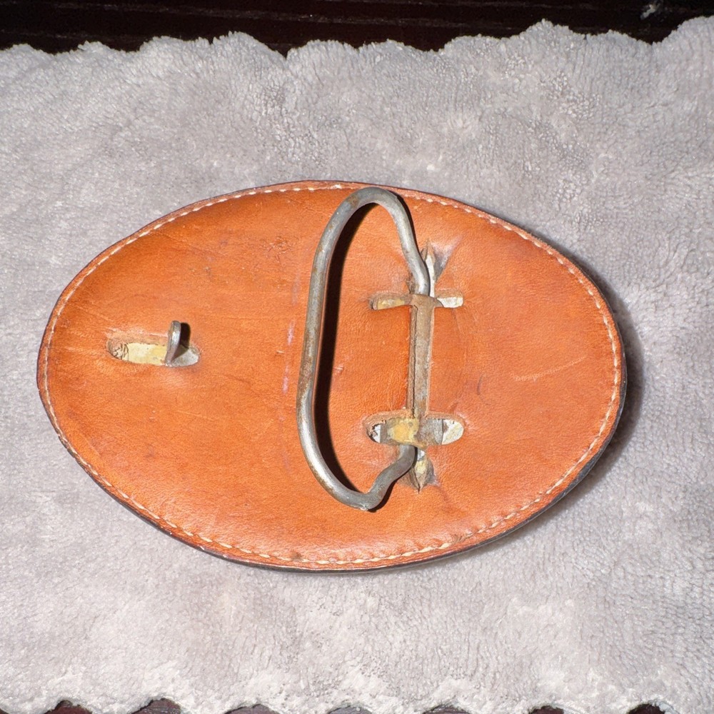 Oval Genuine Snake Skin Belt Buckle Leather Backing Metal Loop Prong Men