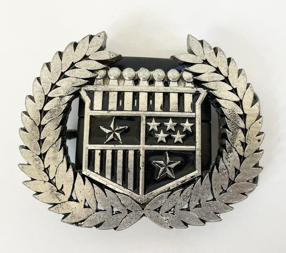 Men&rsquo;s CADILLAC Symbol Belt Buckle No Belt American Flag Stars Metal Silver Heavy