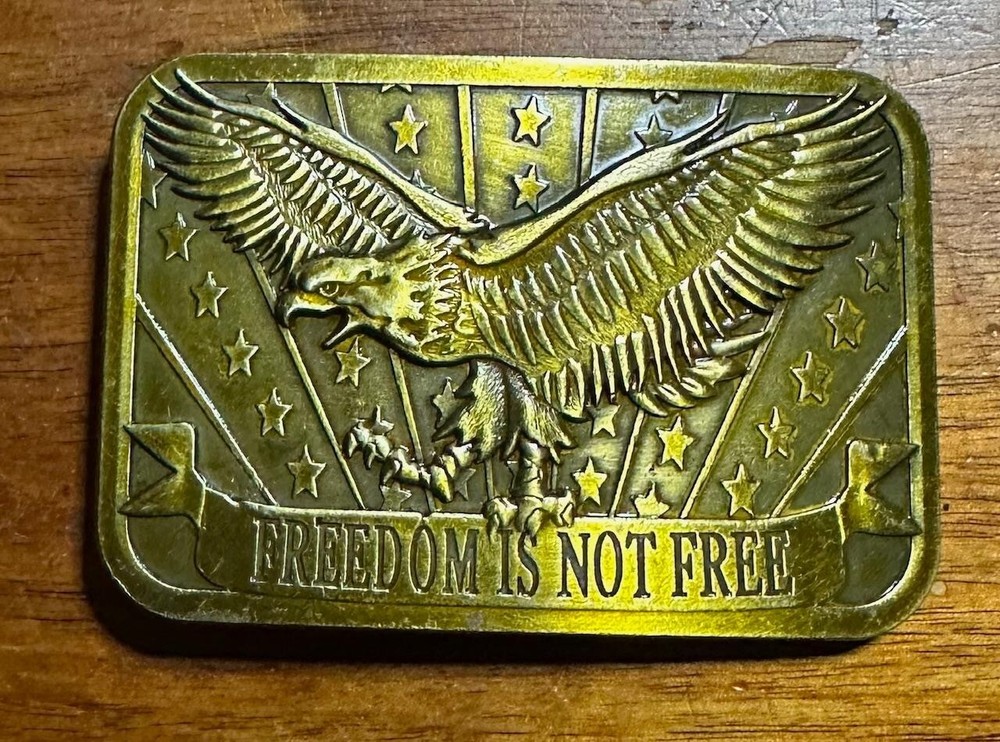 Freedom Is Not Free Eagle Stars Stripes Patriot 2014 Sponsor Belt Buckle #B26