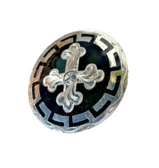 Western Mens Belt Buckle 3.25 x 3.25 in Southern Cross Cowboy Black Silver 1.5