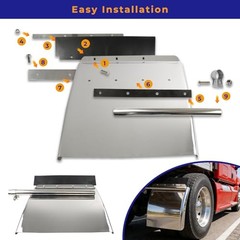 24 in x 24 in Stainless Steel Quarter Mud Flap Set Replacement for Semi Truck