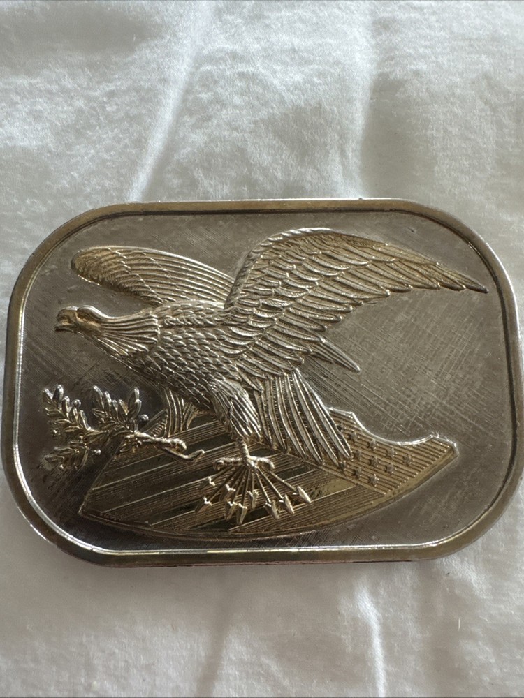 Vintage Belt Buckle Flying Eagle Bird Metal 3.5&Prime; x 2.5&Prime;