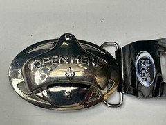 Open Here 2004 NOS Belt Buckle and Bottle Opener by Silver Moon Concepts