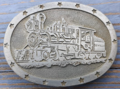 belt buckle oval Daleco Mfg. Seville steam locomotive train engine 3.25&Prime; long