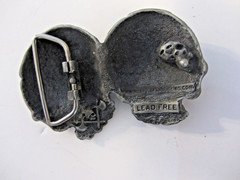 Double Skull Belt Buckle Silver and Black Heavy Metals Buckles Co. 127