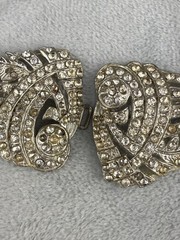 Vintage Rhinestone Buckle Lot Silver Tone Signed READ