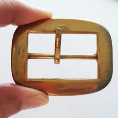 Vintage Gold-Tone Belt Buckle 40mm Pin Rectangle Shape School Uniform Hardware
