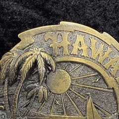 Vintage Hawaii Belt Buckle Palm Tree Travel Vacation Beach