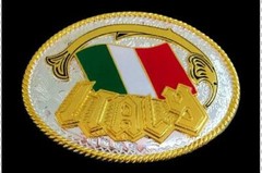 Pewter Western Belt Buckle Italian National Flag of Italy