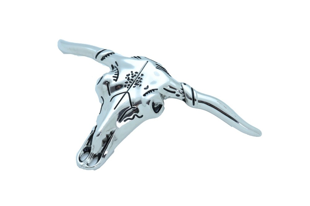 Men Western Fashion Jewelry Silver Metal Belt Buckle Long Horn Texas Cow Bull