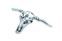 Men Western Fashion Jewelry Silver Metal Belt Buckle Long Horn Texas Cow Bull