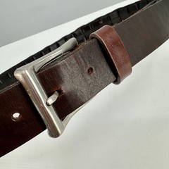 VTG 90s Cole Haan Basketweave Leather Belt 30 Brown Woven Overlay Nickel Buckle