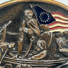 Vintage Washington Crossing the Delaware Brass Belt Buckle Patriotic Americana