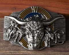Tauren Ancient Silver Belt Buckle Metal Smooth Buckle 4.0 Cowboy for Men
