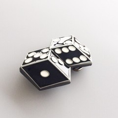 Black Enamel Dices Casino Gamble Vintage Belt Buckle Gurtelschnalle